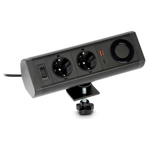 Urban Factory POWEE Desk - Coupe-circuit - USB-C, USB-A, chargeur sans fil - 100-250 V - 2200 Watt - entrée : Type F/E - connecteurs de sortie : 2 - 1.35 m cordon - Europe - noir