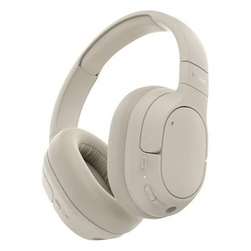 Belkin SoundForm Isolate - Écouteurs avec micro - circum-aural - Bluetooth - sans fil, filaire - Suppresseur de bruit actif - USB-C, jack 3,5mm - isolation acoustique - sable