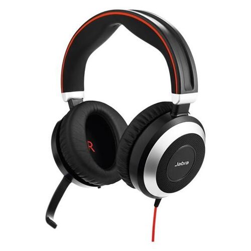 Jabra Evolve 80 MS stereo - Micro-casque - circum-aural - filaire - Suppresseur de bruit actif - jack 3,5mm - Certifié pour Skype for Business