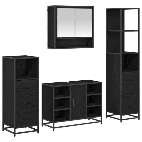 vidaXL Ensemble de mobilier de salle de bain 4 pcs Chêne noir