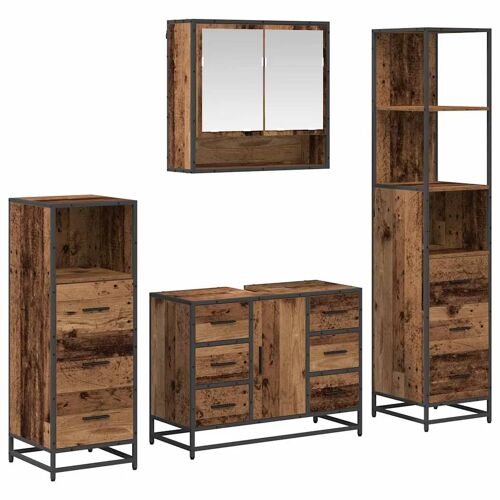 vidaXL Ensemble de mobilier de salle de bain 4 pcs Bois ancien