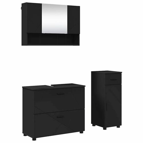 Vidaxl Ensemble De Mobilier De Salle De Bain Avec Tiroir 3 Pcs Noir
