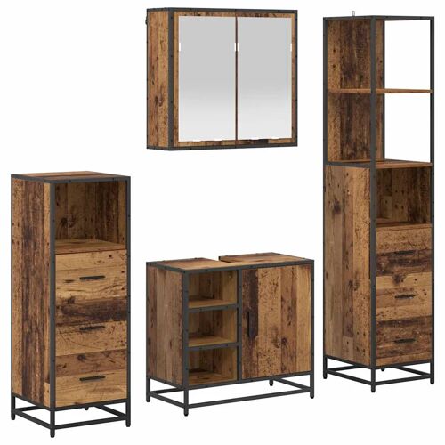 vidaXL Ensemble de mobilier de salle de bain 4 pcs Bois ancien