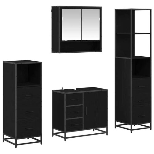 vidaXL Ensemble de mobilier de salle de bain 4 pcs Chêne noir