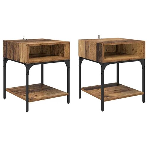 vidaXL Table de chevet 2 pcs Bois ancien 40 x 40 x 50 cm