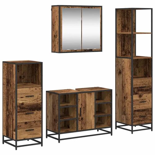vidaXL Ensemble de mobilier de salle de bain 4 pcs Bois ancien