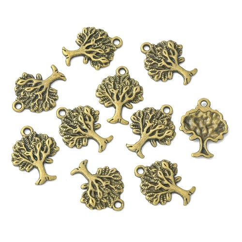 Lot De 30 Breloques Arbre De Vie Couleur Bronze, Fabrication De Bijoux Diy
