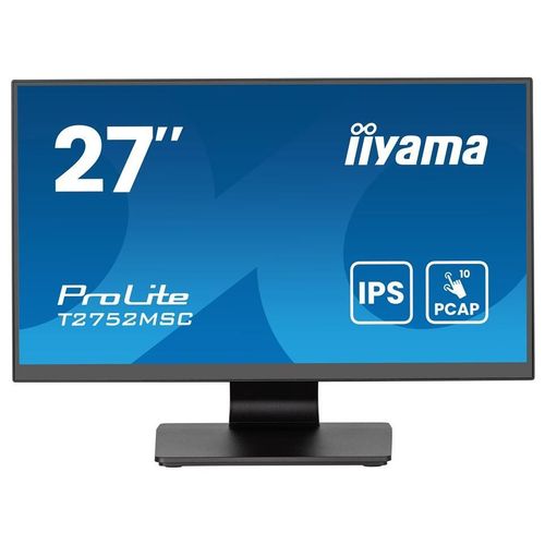 iiyama ProLite T2752MSC-B1AG - Écran LED - 27" - écran tactile - 1920 x 1080 Full HD (1080p) @ 60 Hz - IPS - 400 cd/m² - 1000:1 - 5 ms - HDMI, DisplayPort - haut-parleurs - noir, mat