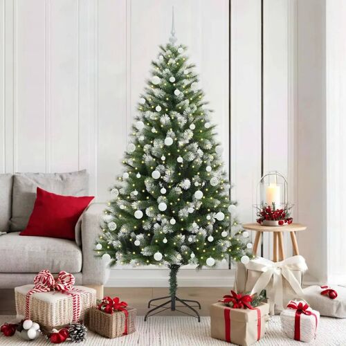 vidaXL Sapin de Noël artificiel à charnière avec neige en flocons