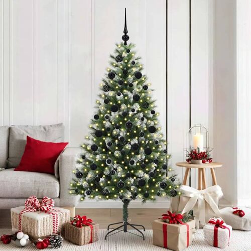 vidaXL Sapin de Noël artificiel à charnière avec neige en flocons
