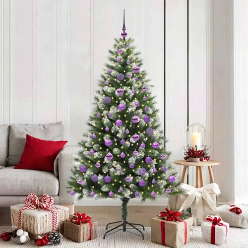 vidaXL Sapin de Noël artificiel à charnière avec neige en flocons