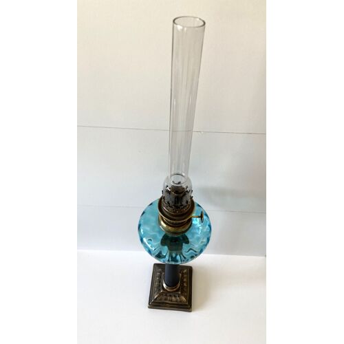 Ancienne Lampe À Pétrole Huile Kérosène France 1900 "Ada" Bronze Art Nouveau