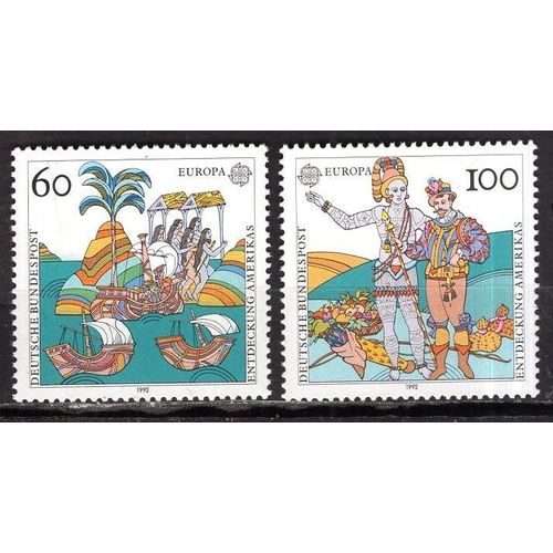 Allemagne Federale 1992 Paire Europa Christophe Colomb Decouvre L' Amerique Yvert N° 1436-37