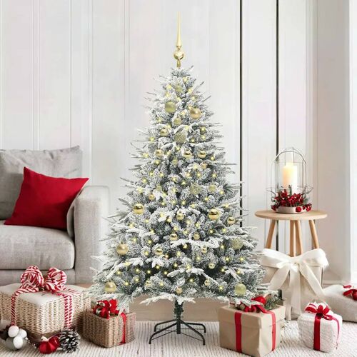 vidaXL Sapin de Noël artificiel pré-éclairé avec set de boules Vert