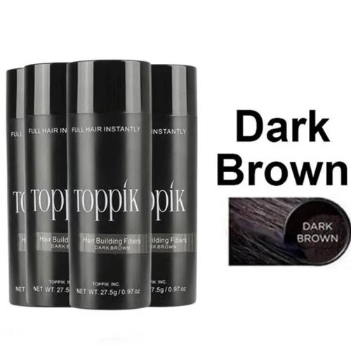 4pcs Marron Foncé - Toppik Poudre De Repousse Capillaire Brun Foncé, Applicateur Kerbrian, Fibres De Renforce Traitement Capillaire 