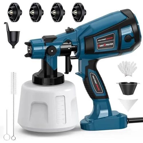 Pistolet à Peinture Electrique HVLP 1000W 1400ML avec 4 Buses et 3 modèles pour Meubles, Armoires, Murs de Clôture, Portes, DIY