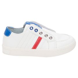 Baskets Basses À Scratchs Avec Empiècements Contrastés Du 24 Au 27 - Blanc