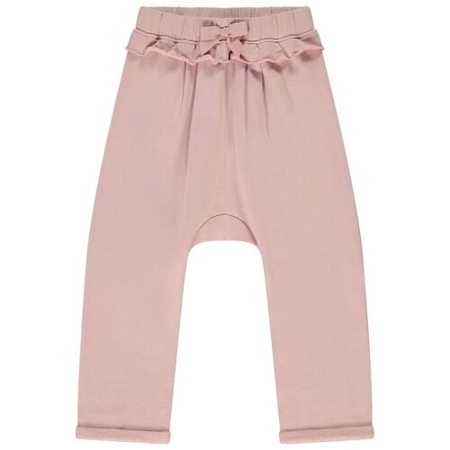 Jogging En Molleton Uni Avec Liseré Volanté Pour Bébé Fille - Rose