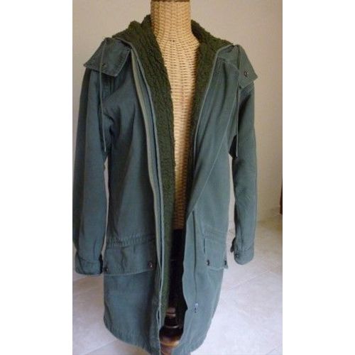 Veste / Parka Doublée À Capuche T38 Kaki