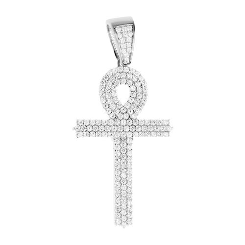 Premium Bling - 925 Argent Sterling Ânkh Croix Pendentif