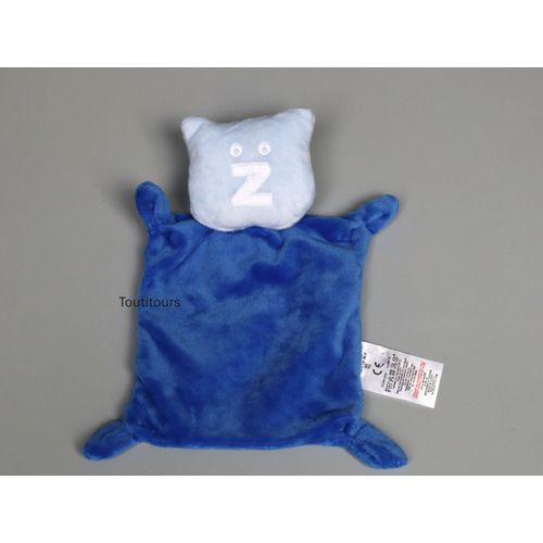 Doudou chat plat bleu Z Grain de blé