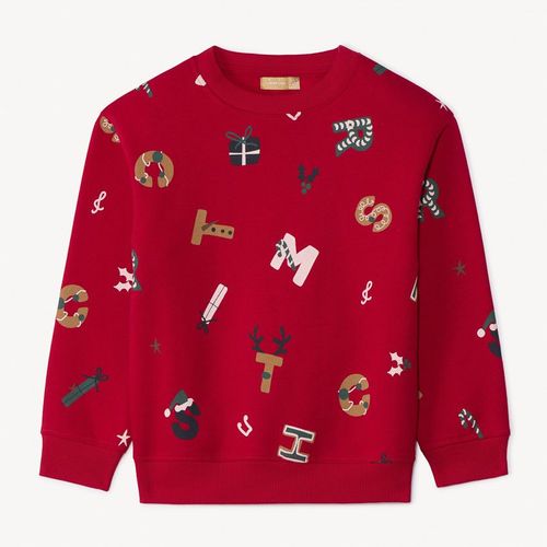 Sweat Molleton De Noël Imprimé Lettres Pour Garçon - Rouge