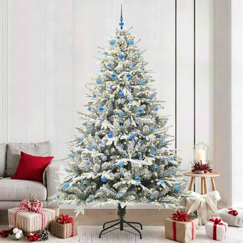 vidaXL Sapin de Noël artificiel pré-éclairé avec set de boules Vert