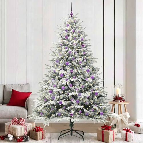 vidaXL Sapin de Noël artificiel pré-éclairé avec set de boules Vert