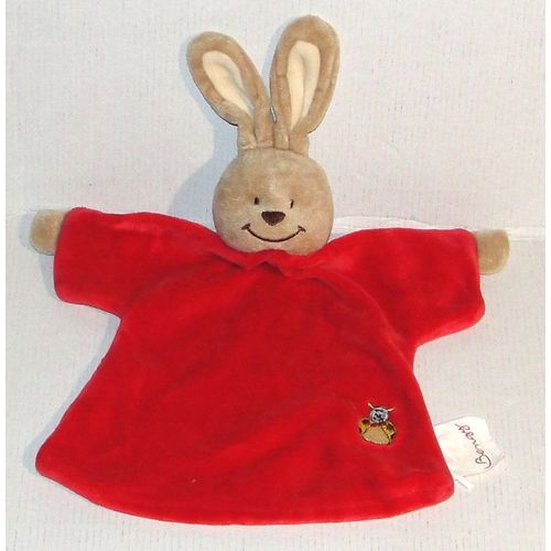 doudou lapin rouge motif abeille vintage bengy