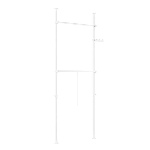 SoBuy FRG109-II-W Cintre télescopique au sol, support à vêtements robuste avec tringles, armoire ouverte réglable pour la chambre à coucher, portemanteau blanc