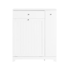 Sobuy Meuble Salle De Bain Avec Panier À Linge Colonne De Rangement Avec 1 Tiroir, Et Compartiment Coulissant, Armoire De Salle De Bain Étanche 78x38x90cm Idéal Pour Wc, Lavabo, Toilettes, Bzr214-W