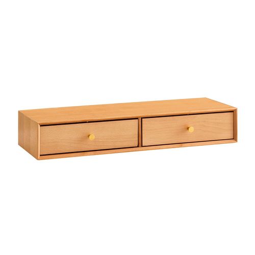 Sobuy Étagère Murale Flottante Avec 2 Tiroirs, Pour Chambre, Entrée & Salon, Hêtre Massif, L60 × P20 × H10 Cm, Naturel, Fhk37-N