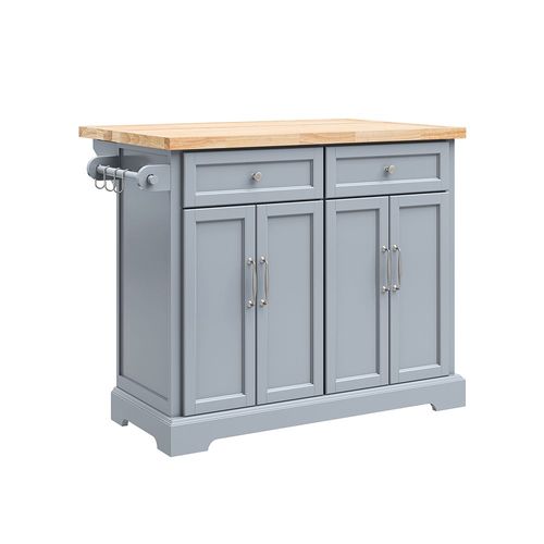 Sobuy Desserte De Cuisine À Roulettes, Îlot Central Avec Plan De Travail Extensible Chariot Mobile Pour Cuisine Ou Salle À Manger, Meuble De Cuisine Avec Rangement Gris 115x(46-71) X92 Cm Fkw71-Ii-Hg