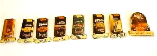 Série Complète 8 Pins Café Legal Johnny Hallyday