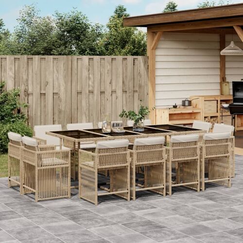 vidaXL Ensemble à manger de jardin et coussins 13 pcs beige