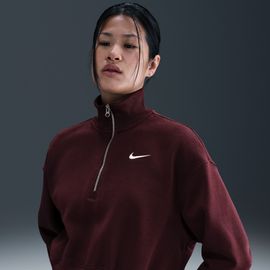 Sweat Court À 1/4 De Zip Nike Phoenix Fleece Pour Femme - Rouge