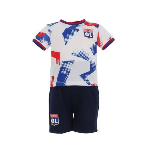 Maillot De Football Olympique Lyonnais Minikit Training Fusison Blc Et Bleu Bb Blanc 3-4 Ans