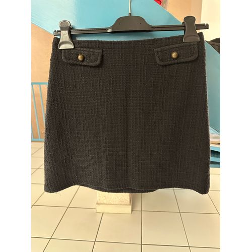 Jupe Tweed Noir Taille 36 Camaieu En Très Bon État