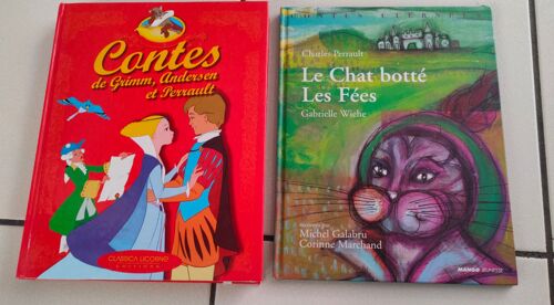 Lot De 2 Livres : Contes De Grimm Anderson Perrault + Le Chat Botté De Charles Perrault - Les Fées