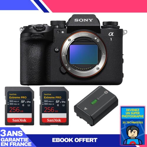 Boitier Sony alpha 1 II + 2 SanDisk 256GB Extreme PRO UHS-II SDXC + Sony NP-FZ100 + Ebook 'Devenez Un Super Photographe'