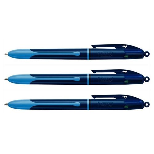 Bic Lot De 3 Stylo-Billes Rétractable 4 Colours Smooth Drop S Bleu Foncé