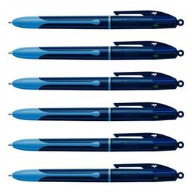 Bic Lot De 6 Stylo-Billes Rétractable 4 Colours Smooth Drop S Bleu Foncé