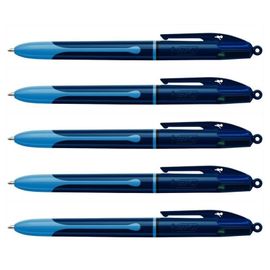 Bic Lot De 5 Stylo-Billes Rétractable 4 Colours Smooth Drop S Bleu Foncé