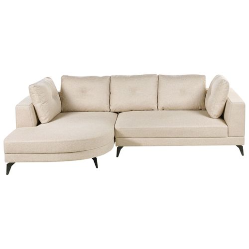 Canapé D'angle 3 Places Marum Lin Beige Clair Côté Droit