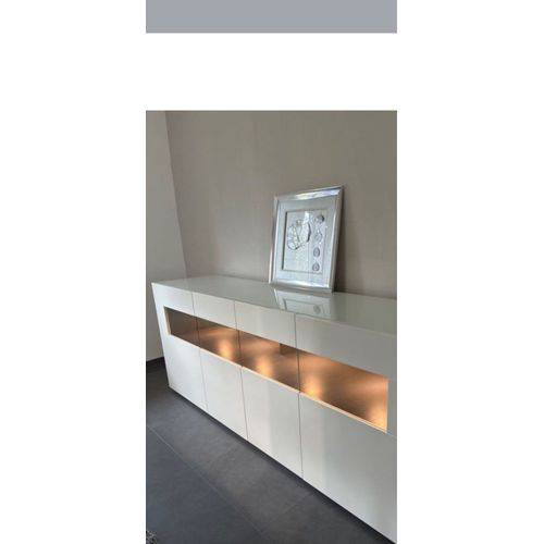 Buffet Contemporain En Bois Mat Et Verrerie Roche Bobois 