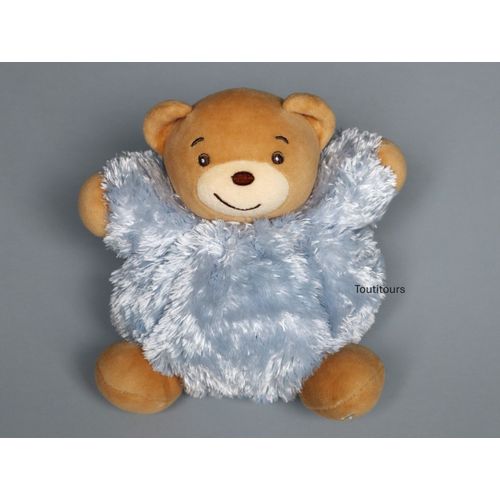 Doudou ours boule bleu beige fourrure Kaloo