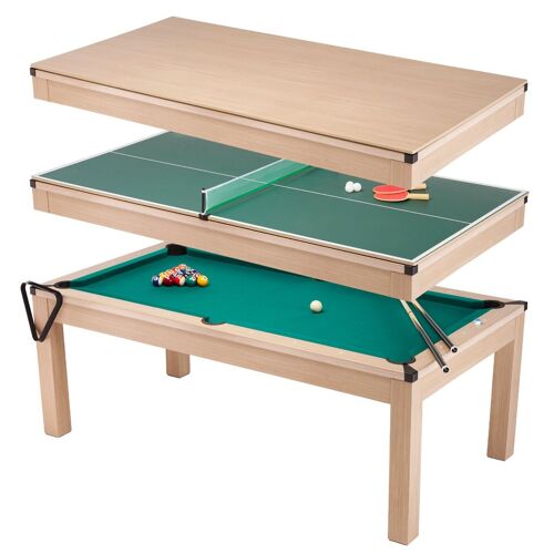 Table de salle à manger 3 en 1 avec billard et ping pong