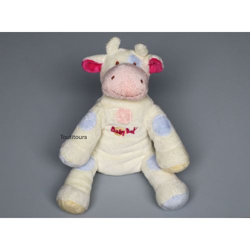 Doudou vache blanche rose bleu Baby Nat