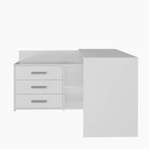 Bureau D'angle 3 Tiroirs Blanc 120x50x76 Cm