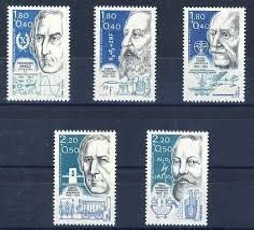 Célébrités : François Arago, Henri Moissan, Henri Fabre, Marc Seguin, Paul Hérault Série Complète Année 1986 N° 2396 2397 2398 2399 2400 Yvert Et Tellier Luxe